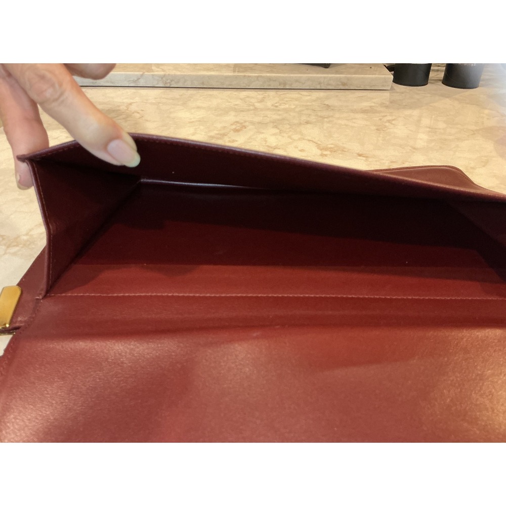 Cartier Crossbody Bag Leather Shoulder Bag Clutch Burgundy Designer - Picture 12 of 16
